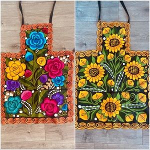 Mexican Embroidered Apron with Pockets